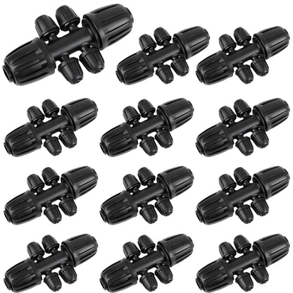 Copadri 12 Pcs 1/2 Inch To 1/4 Inch Irrigation Tubing Fittings, 1/2"(1/2" ID x 0.65" OD) To 1/4" Drip Barbed Tee Adapter 16mm Anti-Drop Locked Nut T Reducer To 1/4" Distribution Line Connector