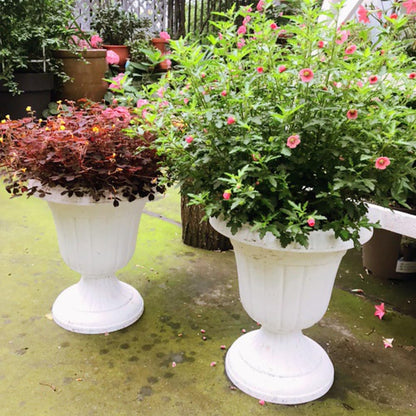 DOITOOL 2 Sets Wedding Road Lead Flower Pot Vintage Style Flower Pot Tall urn Planter Antique Flower pots Roman Plant Pot urn Garden pots Greek Planter Pot Plastic Classic White