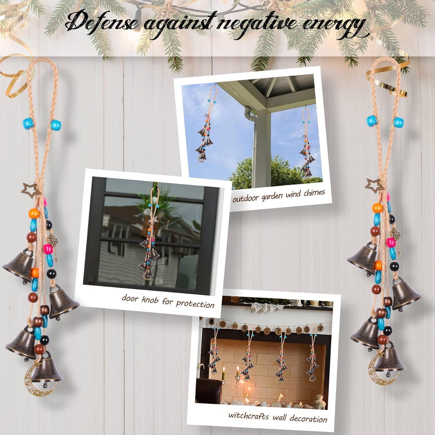 Handmade Witch Bells for Home Door Knob,Witch Decor Jingle Bell for Home Protection,2pc Brass Bells Hanging Witchcraft Witch Stuff Wicca Supplies Wreath Bell Wiccan Magic Wind Chimes