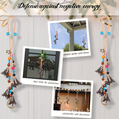 Handmade Witch Bells for Home Door Knob,Witch Decor Jingle Bell for Home Protection,2pc Brass Bells Hanging Witchcraft Witch Stuff Wicca Supplies Wreath Bell Wiccan Magic Wind Chimes