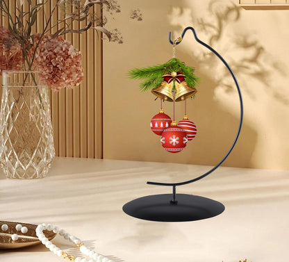 Maibloln Ornament Display Stand Hanger Rack Hook Chrismas Ornament Party Decoration Holder Air Plant Flower Pot Hanging Terrarium Home Office Decoration(Moon Black-Pedestal)