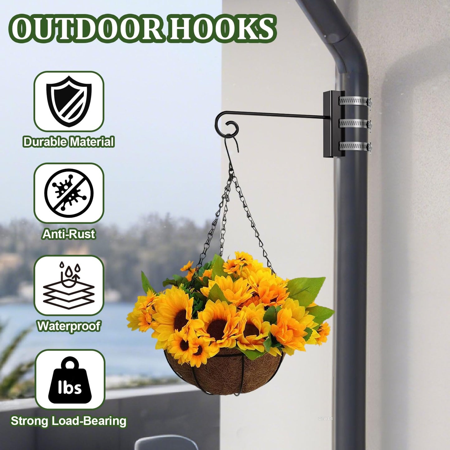 Xbpeuy 2 PCS Adjustable Fence Post Hangers, Bird Feeder Hanger Hooks, Plant Garden Hook, Wind Chime Hanger for 2" to 2 3/8" Diameter Posts