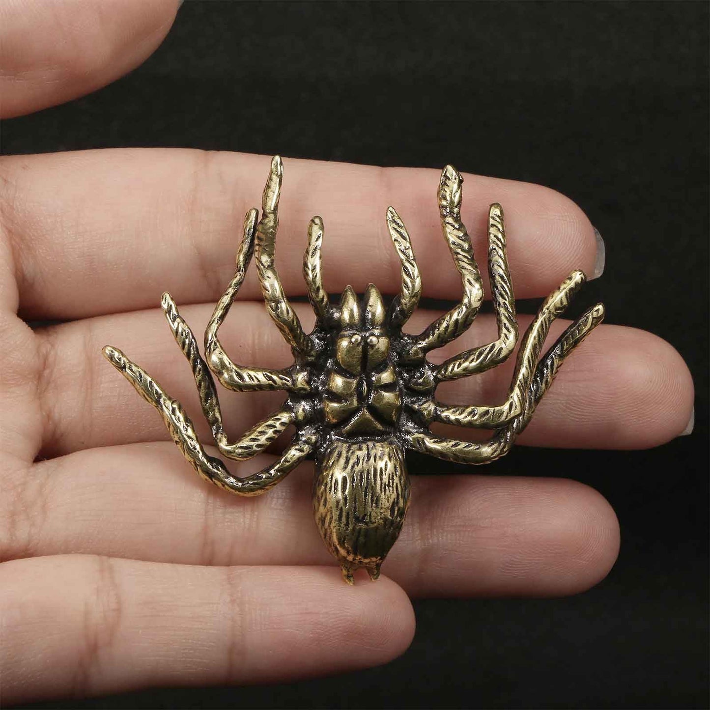 3PC Bees Beetles Spiders Sculpture Solid Metal Brass Animal Figurine Mini Insect Statue Ornament for Home Office Garden Desktop Decor Scene Decoration (Bees + Beetles + Spiders)