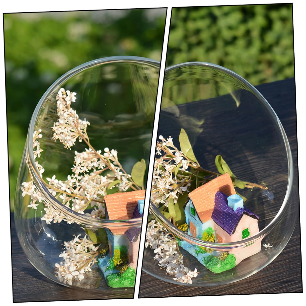 NUSITOU 3pcs Slant Cut Glass Ecological Bottles for Succulents Micro Landscape Terrarium Tabletop Decoration Glass Plant Ornaments for Home and Office
