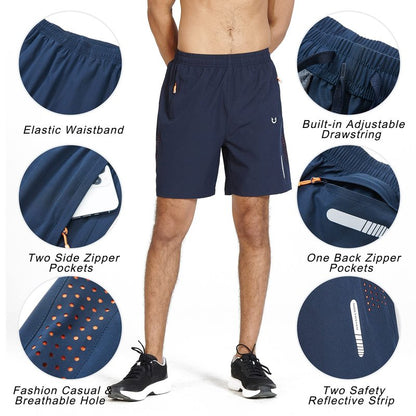 NORTHYARD Men's Athletic Running Shorts Gym Workout 7"/9"/5" Quick Dry Lightweight Sports Basketball Tennis 3 Zipper Pockets Navy 2XL