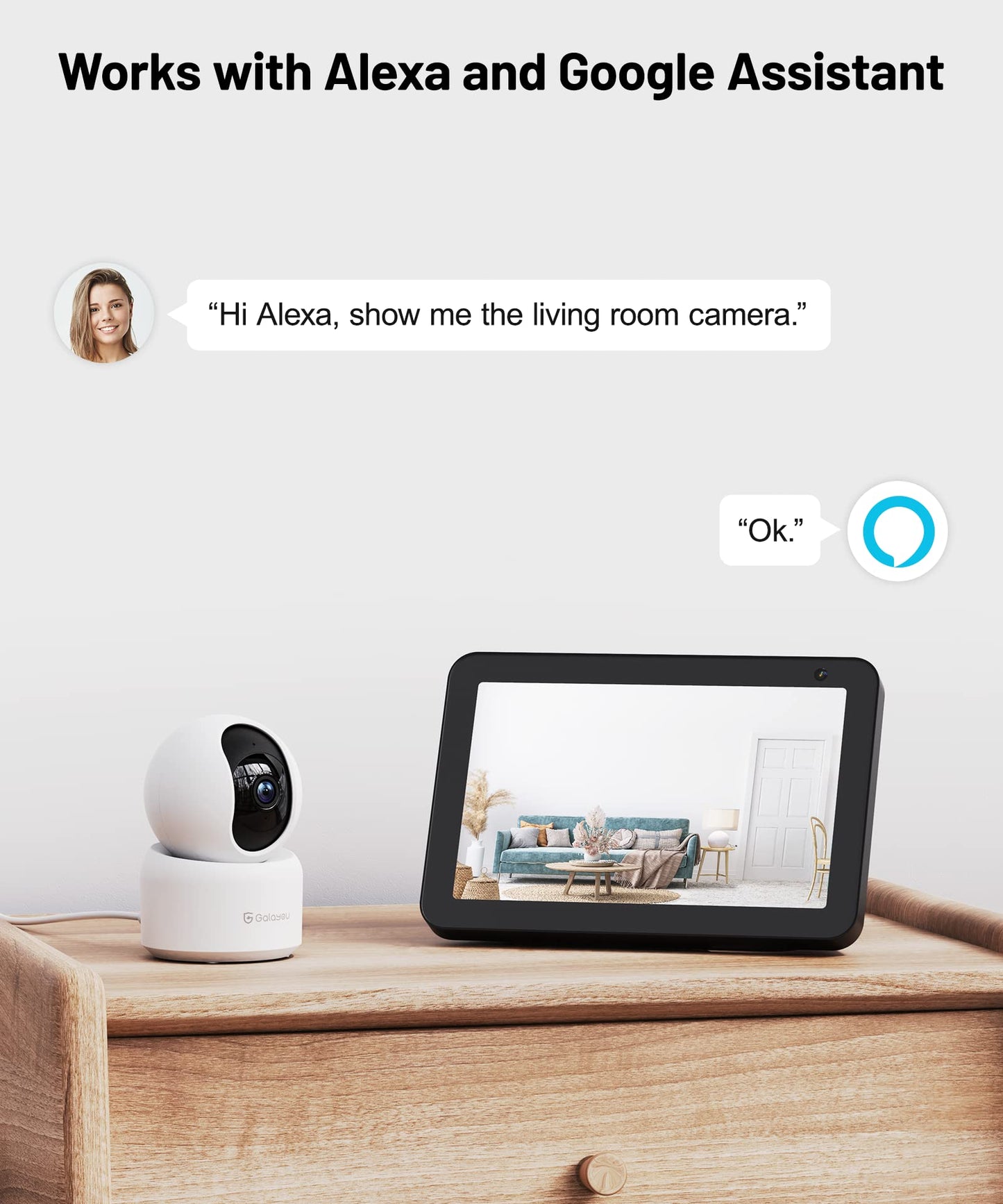 GALAYOU Indoor Security Camera 2K, 360 Degree 2.4G WiFi Home Security for Baby/Pet/Elder/Nanny with Night Vision, 24/7 SD Card Storage, Works with Alexa and Google Assistant G2-2Pack
