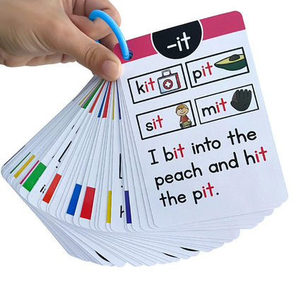 Phonics Flashcards for Early Learning with Pictures & Words, Vocabulary Building Cards Preschool Educational Tool Educational Flashcards