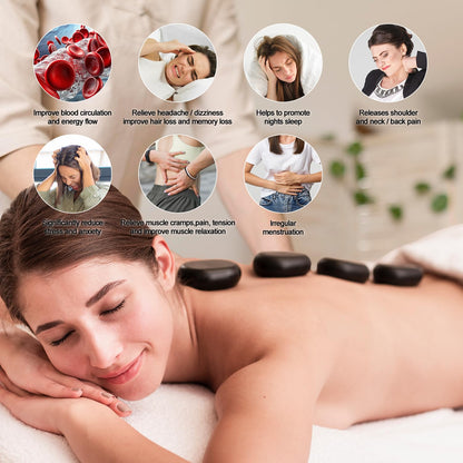 Mezsocly Hot Stones Massage Set, 16PCS Hot Stones Massager with Tray Bamboo Warmer, Temperature Control 86-167°F, Electric Hot Stone Massage Set for Professional or Home Spa, Relaxing, Pain Relief
