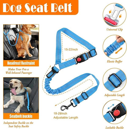 LOBEVE No Pull Dog Harness, Collar & Leash Set | Includes Dog Seat Belt, Collapsible Bowls & Poop Bag Dispenser. Ideal for Training, Walking, Hiking. Fits Small to Large Dogs(Blue-S)