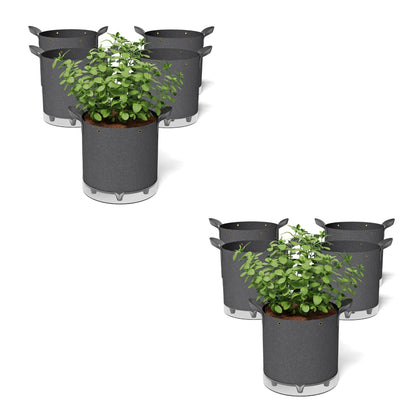Patigrow 5-Pack 5 Gallon and 5-Pack 7 Gallon Self-Watering Grow Bags, 420G Thick Nonwoven Fabric Pots with Reinforced Handles and Multi-Purpose Rings
