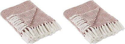 DII Diamond Throw Collection Woven Cotton, 50x60, Cinnamon (Pack of 2)