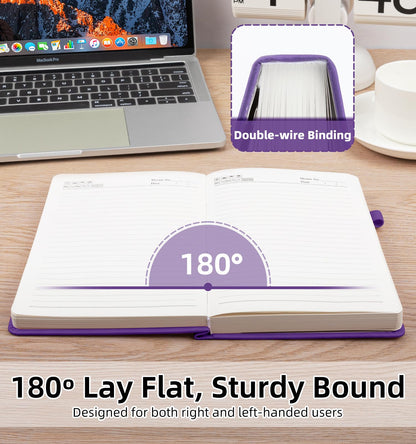 Lined Journal Notebook 365 Pages, A5 Leather Journals for Writing Women & Men, Hardcover Notebook with 100GSM Thick Paper, Daily Journal Notebook for Travel, Work, School, Note Taking, College Ruled
