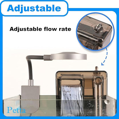 Slim Aquarium Filter with Surface Skimmer,Quiet Hang on Back Fish tank Filter (A-1) for 1-10 Gal Aquariums, 53GPH(200L/H), 3W, 1 Pre-filter Sponge, 1 Filter Pad