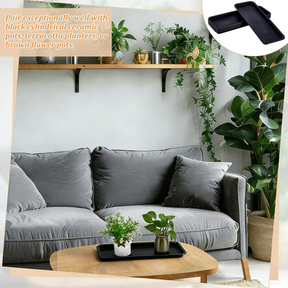 INTERWARM 10 Pack Rectangular Plastic Plant Saucers Tray, 15.67x6Inch Black Plant Water Drip Tray Large Plastic Plants Drip Trays for Indoors Outdoors Flower Pot Garden & Home Decor