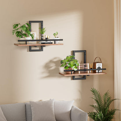 Sbosbo Floating Shelves for Wall, Plant Shelf Indoor, Wall Planters for Indoor Floating Plant Shelves for Bedroom, Living Room, Kitchen, Office, Bathroom Decor (2 Pack) (Black 02, 2)