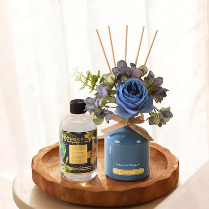 Cocorrína Reed Diffuser Refill Cashmere Vanilla 10.14oz (300ml) with 8 Sticks - Premium Long-Lasting Floral Essential Oil, Home Fragrance for Bedroom, Bathroom Home Decor