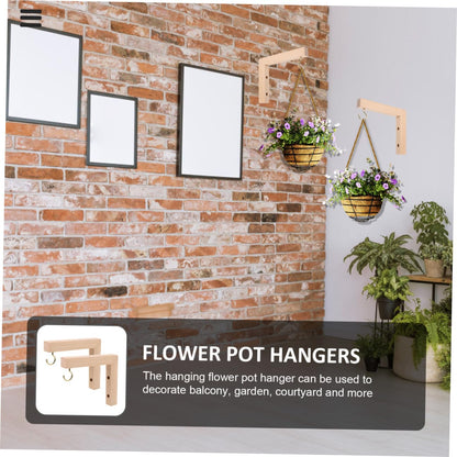 Abaodam 2Pcs Wall Mounted Hooks Sturdy Wooden Plant Hanger Bracket for Hanging Baskets Bird Feeders Lanterns Wind Chimes and Design for Use