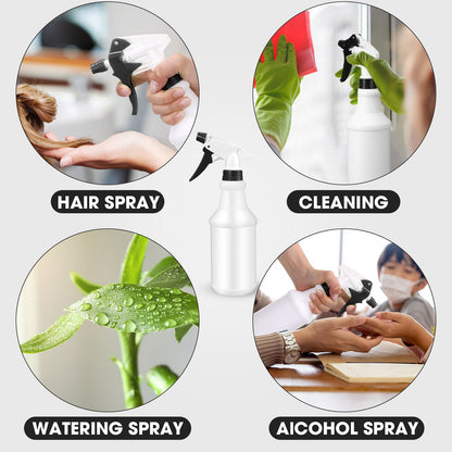 Eccliy 12 Pcs 16 Oz Plastic Spray Bottle, Adjustable Empty Reusable Sprayer for Cleaning, Planting, Water, Bathroom and Kitchen, BBQ, Commercial and Residential (Original,Black&white)