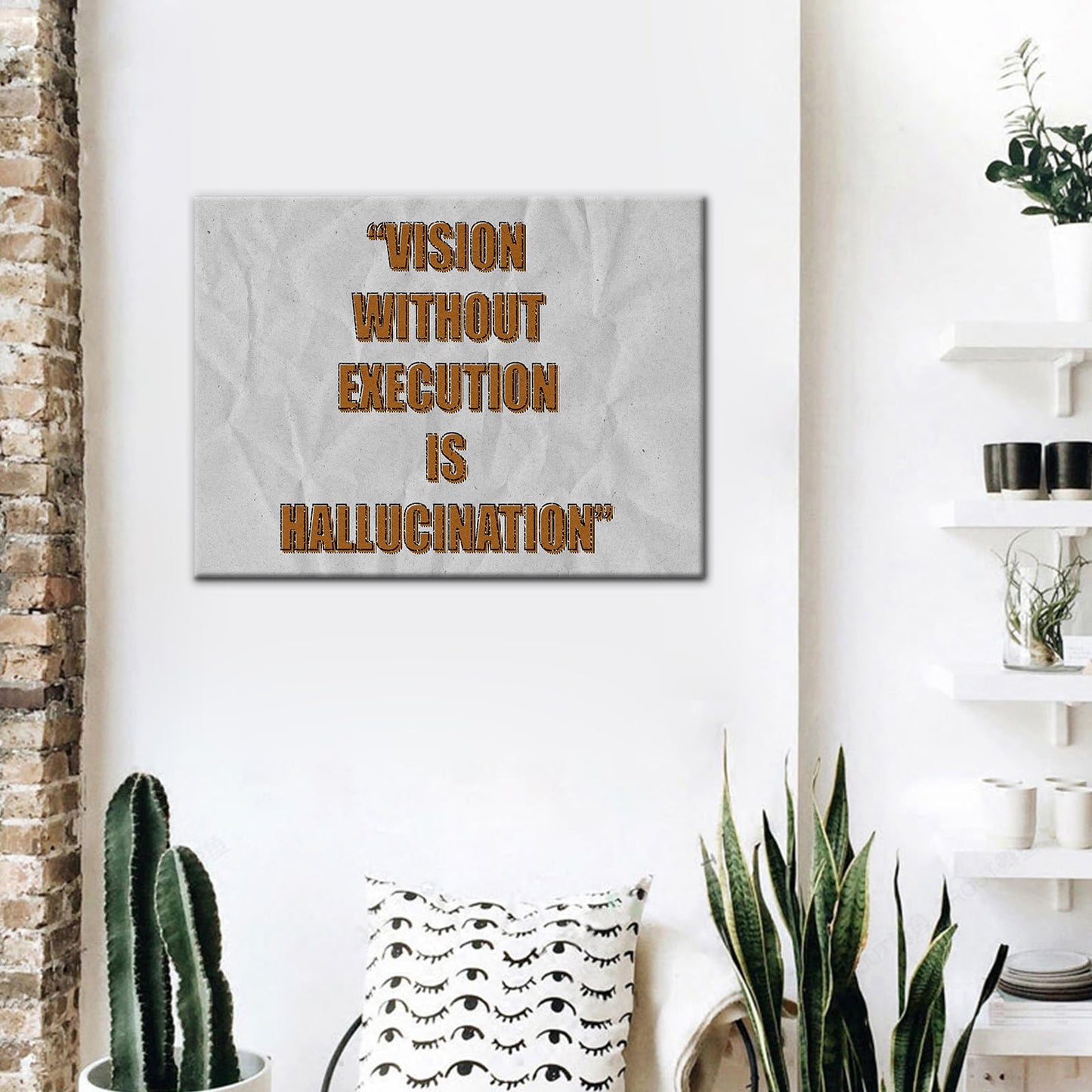 Motivational Wall Art Canvas Inspirational Entrepreneur Quotes Execution Poster Print Positive Picture Painting for Home Bedroom Office Wall Decor Framed Ready to Hang [24''W x 18''H]
