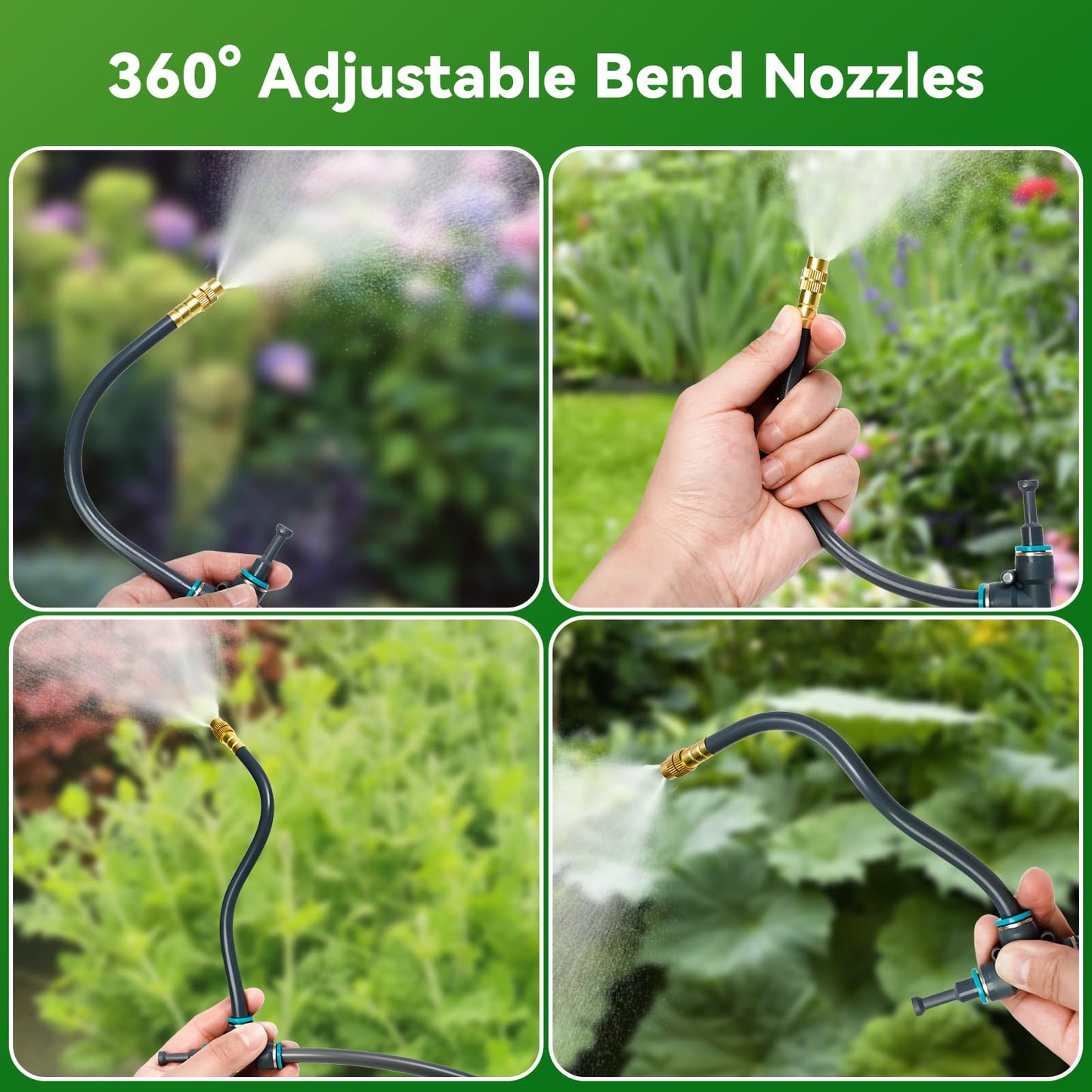 360°Adjustable Drip Irrigation System 200FT,5/16" Extra Long Garden Watering Kit with 32 Copper Nozzles,141Pcs Drip Irrigation Kit，Automatic Atomizing Plant Sprinkler for Large Yard, Greenhouse, Lawn