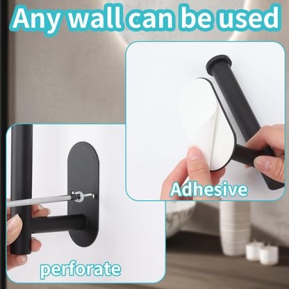 Yagoo 4 Pcs Adhesive Curtain Holdbacks，Screw-in Curtain Tie Backs Curtain Holders Tiebacks Curtain Hooks for Wall Mounted Curtain Pull Backs for Home Decor Drapes (4, Black)