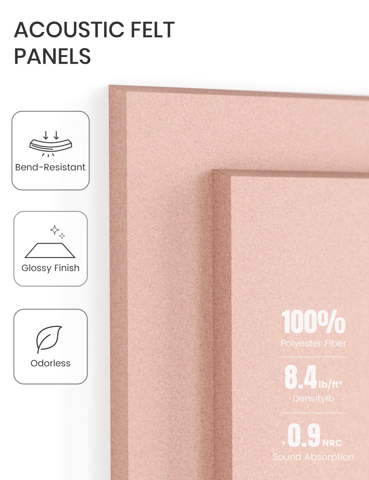 Felt Bulletin Board Tiles -28"x18" Cork Board Alternative for Office Decor, Push Pin Board Wall Organizer 6-Pack - Pink