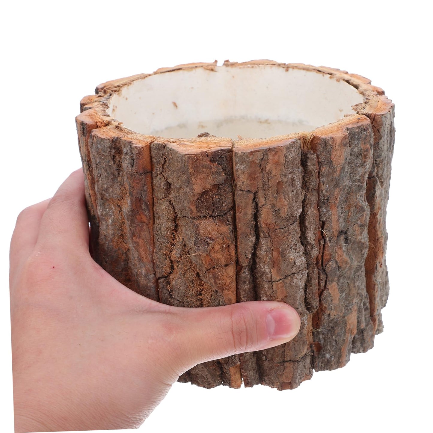 Totority Rustic Wood Bark Planter, Natural Tree Stump Flower Bucket for Indoor Outdoor Decor, Farmhouse Log Pot Centerpiece for Wedding, Patio, Garden & Windowsill, Unique Driftwood Style Vase