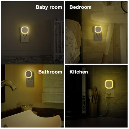 2 Pack Plug in Amber Night Light, Auto Dusk to Dawn, Soft Glow, Dimmable, Diffused Light, LED Lights for Bedroom, Kids, Bathroom, Sleep, Baby Nursery, Toddler, Hallway, Kitchen, Home Decor