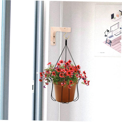 VICASKY Wood Hooks for Hanging Plants 2pcs Indoor Plant Hanger Brackets Wooden Wall Mount Heavy Duty for Garden Porch and Outdoor Use