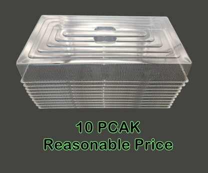 RooTrimmer 10 Pcs Humidity Dome, Plastic Clear Seed Starter Dome 1020 Tray Covers Humidifying and Insulating for Greenhouse Germination and Garden Growing (21.5"×11.5", 3.15" Height, 10-Pack)