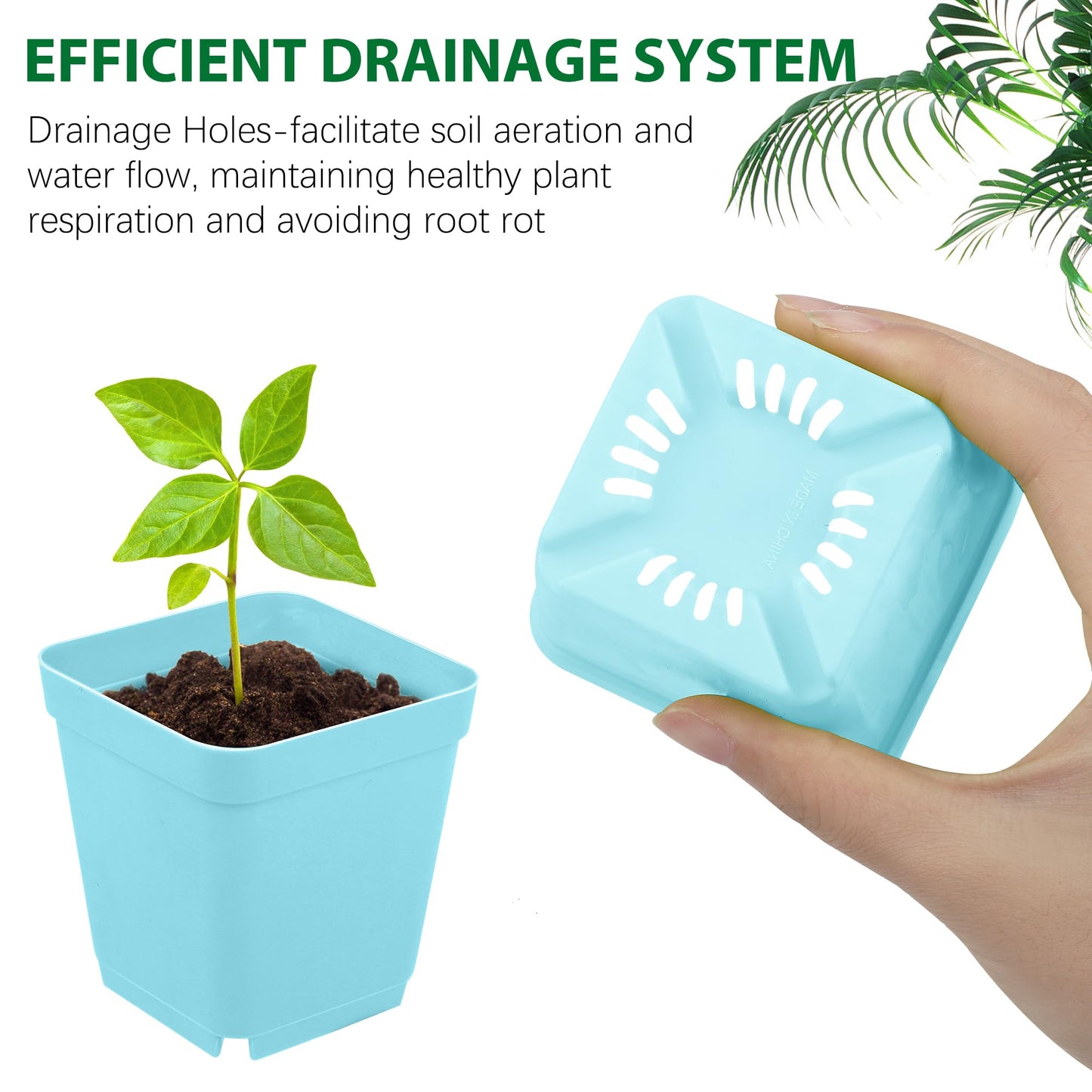 Hahood 160 Pieces Square Flower Plant Pots 3 Inch Flower Seedling Nursery Pots with Pallet Colorful Mini Plastic Planters with Labels and Tools for Room, Garden, Office and Balcony, 8 Colors