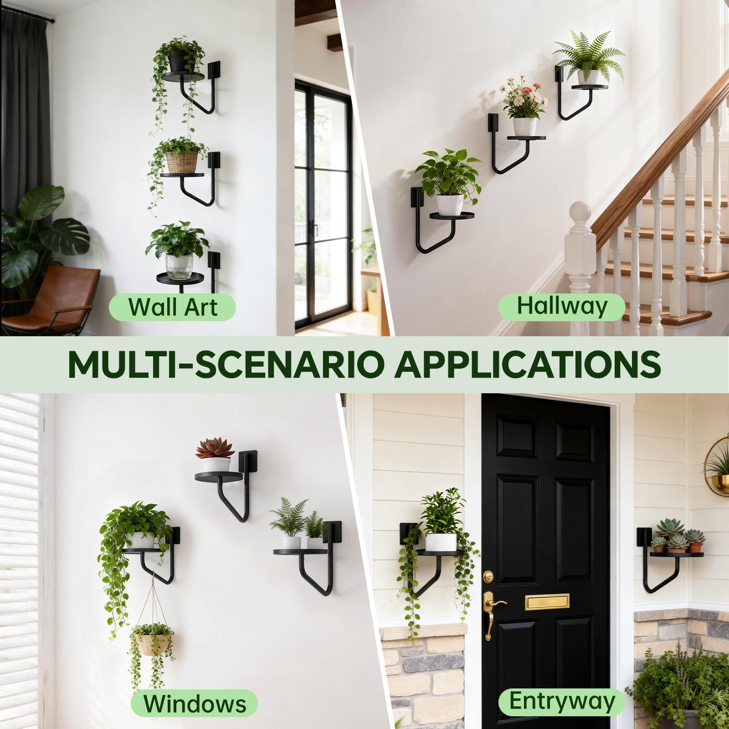 IMAGOA Wall Plant Holder, Metal Wall Planters for Indoor Plants Wall Mounted Plant Holder Hanging Planters Window Plant Shelves Plant Hanger for Home Decor Living Room, Office, Outdoor (1 Pack)