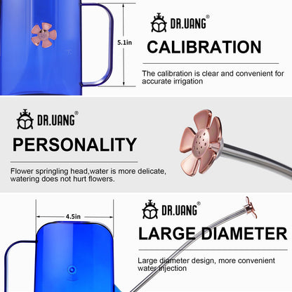Watering Can Indoor for House Plants Small Watering cans with Long Spout Flower Model Sprinkler Head 1.2L (Blue, 1.2L)