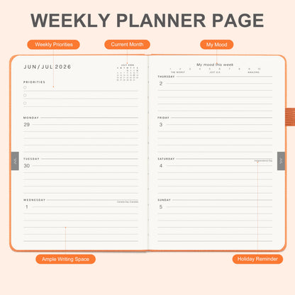 And Per Se Academic Planner 2026-2027 – Weekly & Monthly Planner, July 2026 to June 2027, A5 Leather Hardcover with Inner Pocket – Student & Teacher Organizer, 5.7" x 8"(Pumpkin Orange)