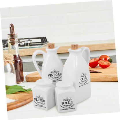 4pcs Seasoning Bottle Set Liquid Condiment Pot Ceramics Soy Sauce Dispenser Condiment Bottle Vinegar Dispenser Small Simple Sauce Bottles Vintage Vinegar Jar Oil Pot White Pottery