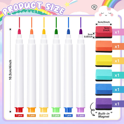 24 Pcs Dry Erase Pocket Reusable Sleeves 10" x 14" Clear Plastic Sheet Protectors with Markers and Mini Dry Erasers for Paper(Rainbow)