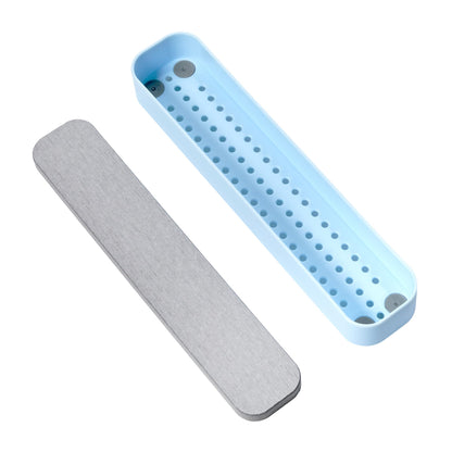 madesmart Toothbrush Tray with Drying Stone, Quick-Dry Organizer for Toothbrushes, Razors, Toothpaste & Bathroom Counter Essentials, Blue