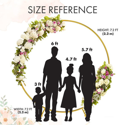 Round Backdrop Stand - Rust Free Iron Made 7.2 Ft Gold Circle Backdrop Stand for Parties, Arch for Balloons - Portable & Easy to Assemble Wedding Arch Frame - Sturdy & Stable, Handles Wind Outdoors