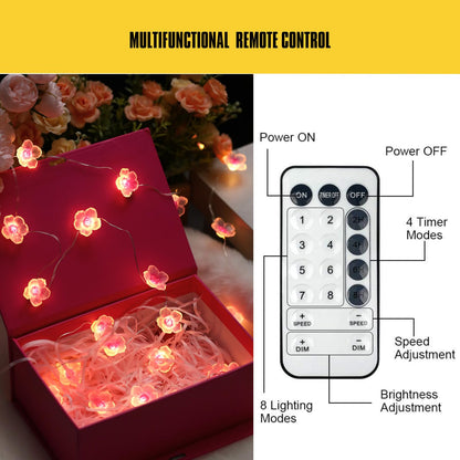Nakolulu 13ft Flower String Lights, 40 LED, USB & Battery Operated, 8 Modes, Warm White, Model CBSL