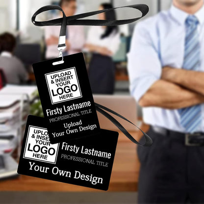 Custom Id Badge, Personalized Employee Photo Identification Card with Lanyard, Durable ID Card for Office Worker Doctor Nurse Student-Vertical-Template9