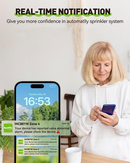 RAINPOINT Sprinkler Controller 8 Zone, Local Weather-Based Smart Irrigation Controller, WiFi Sprinkler Timer for Sprinkler System,Yard,Lawn
