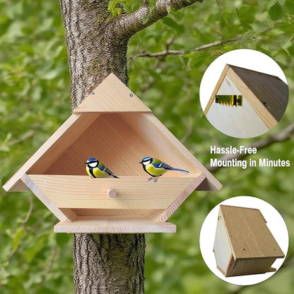 2-Pack Mourning Dove Nesting House - Handmade Solid Wood Bird Box with Predator Guard, Attract and Protect Doves for Backyard, Garden, Patio | Weather Resistant, Easy to Mount