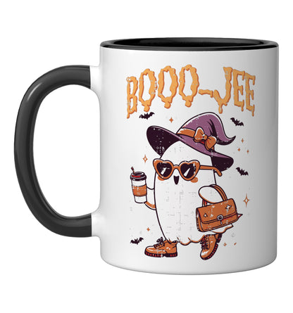 Halloween Ghost Witch Boojee Bougie Costume Women Girls Kids Ceramic Mug, Black/White