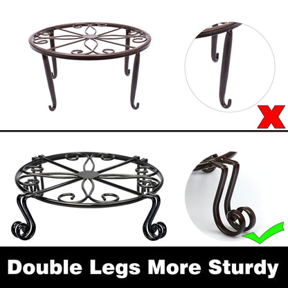 Autopromake 12"x3.1" Black Plant Stand for Flower Pot Heavy Duty Potted Holder Indoor Outdoor Metal Rustproof Iron Garden Container Round Supports Rack for Planter Bronze,Pumpkin Stand Outdoor