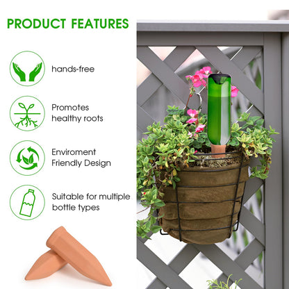 APPD Terracotta Watering Stakes10 Pack Automatic Plants Watering Devices Terracotta Self Watering Spikes for Wine Bottles Great for Indoor & Outdoor Plants
