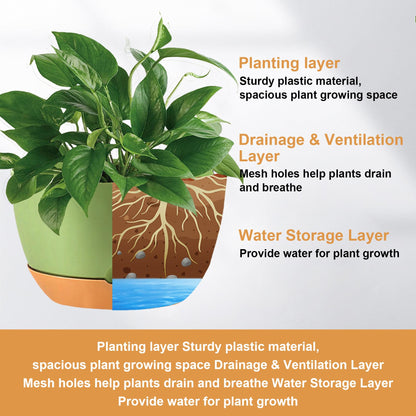 KPUVX 4 Pack Plastic Hanging planters for Indoor Plants,8 Inch Plant Pot Indoor Outdoor Hanging Baskets,Hanging Flower Pots with Drainage Holes and Chain for Garden Porch Plants (Green)