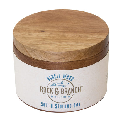 Totally Bamboo Rock & Branch Acacia Wood Salt Cellar Storage Box with Magnetic Swivel Lid, 6 Ounce Capacity