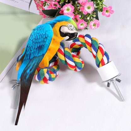 UKCOCO Bird Rope Perch - Comfy Perches for Bird Cages Natural Parrot Cotton Rope, Bungee Perch Pet Chewing Toy for Parrots Playing, Chewing or Preening (40cmcm/16 Inch)