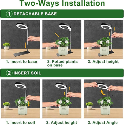 Aokrean Grow Lights for Indoor Plants, 48 LEDs Full Spectrum Plant Light for Indoor Plants, Height Adjustable Growing Lamp with Base, 3 Optional Spectrums, Auto Timer 3/9/12Hrs, 10 Brightness, 2 Pack