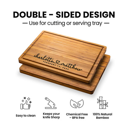 Personalized Wood Engraved Cutting Board - Valentines Day Gifts for Her - Unique Present for Wedding, Anniversary, Housewarming, Birthday, Holiday, or Romantic Gift Idea for Friends, Family, Mom, Dad